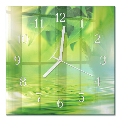 Quadrato orologio quadrato in vetro Foglie