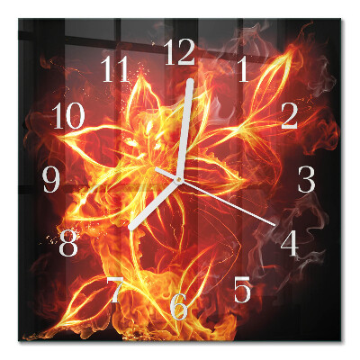 Quadrato orologio quadrato in vetro Fiore di fuoco