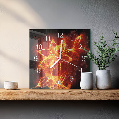 Quadrato orologio quadrato in vetro Fiore di fuoco