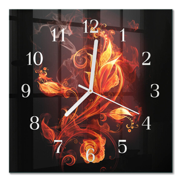 Orologio da parete quadrato Fiore di fuoco
