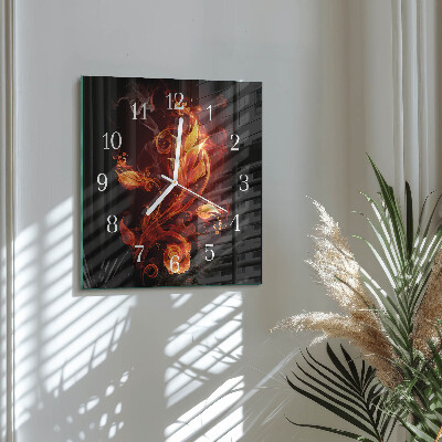 Orologio da parete quadrato Fiore di fuoco