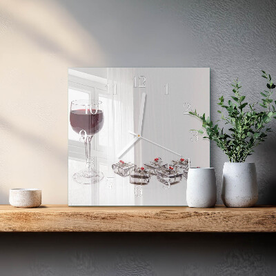 Orologio da parete quadrato Un bicchiere di vino