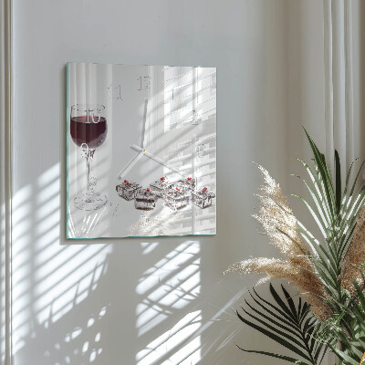 Orologio da parete quadrato Un bicchiere di vino