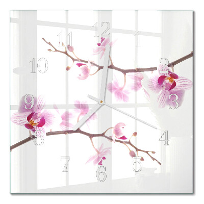 Quadrato orologio quadrato in vetro Orchidea