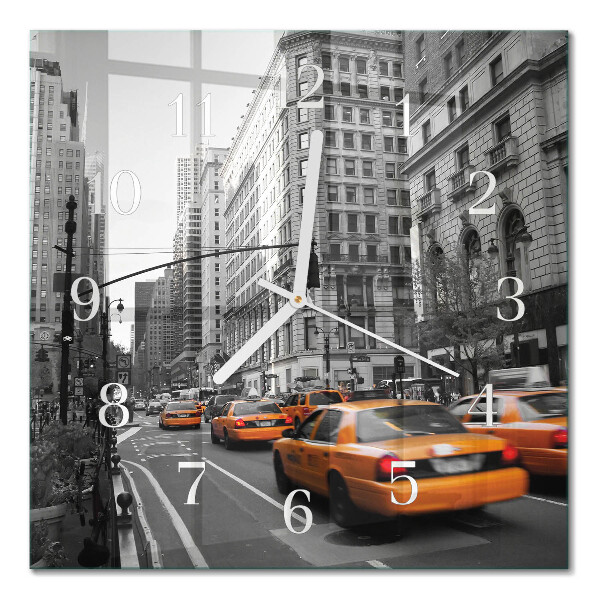 Quadrato orologio quadrato in vetro Taxi a New York