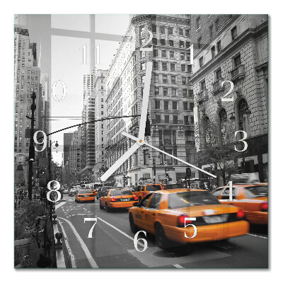 Quadrato orologio quadrato in vetro Taxi a New York