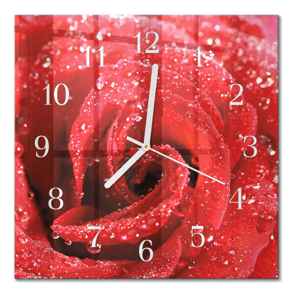 Orologio in vetro decorativo quadrato Rosa