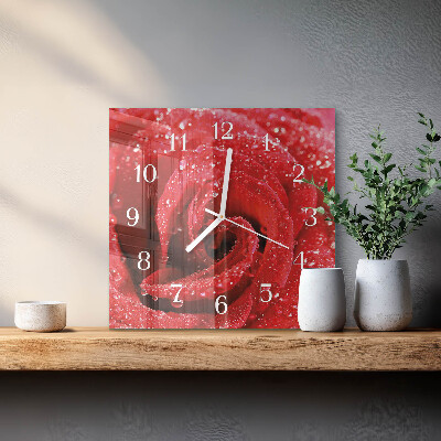 Orologio in vetro decorativo quadrato Rosa