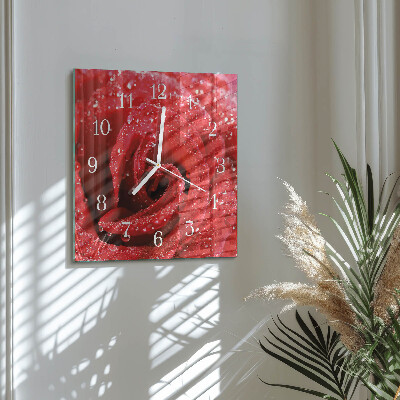 Orologio in vetro decorativo quadrato Rosa