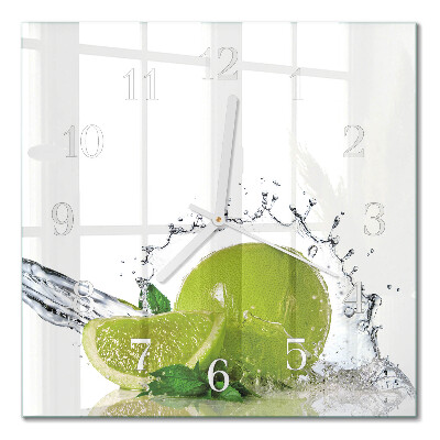 Quadrato orologio quadrato in vetro Acqua con lime