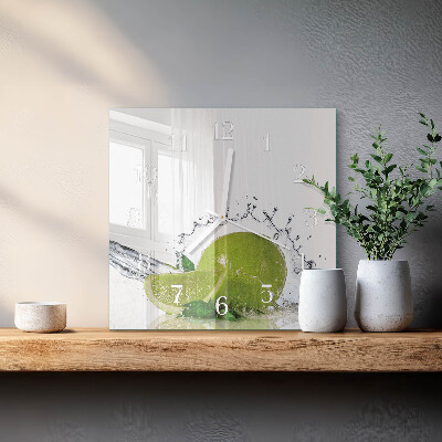Quadrato orologio quadrato in vetro Acqua con lime