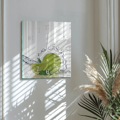 Quadrato orologio quadrato in vetro Acqua con lime