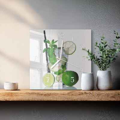 Orologio in vetro decorativo quadrato Lime e menta