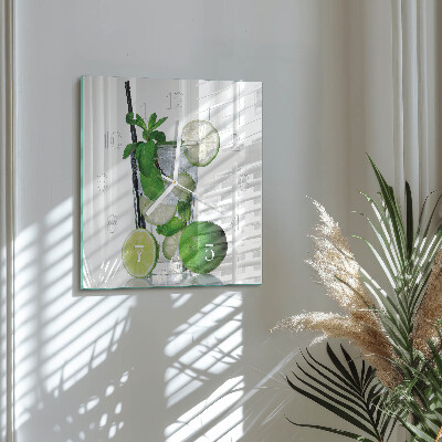 Orologio in vetro decorativo quadrato Lime e menta
