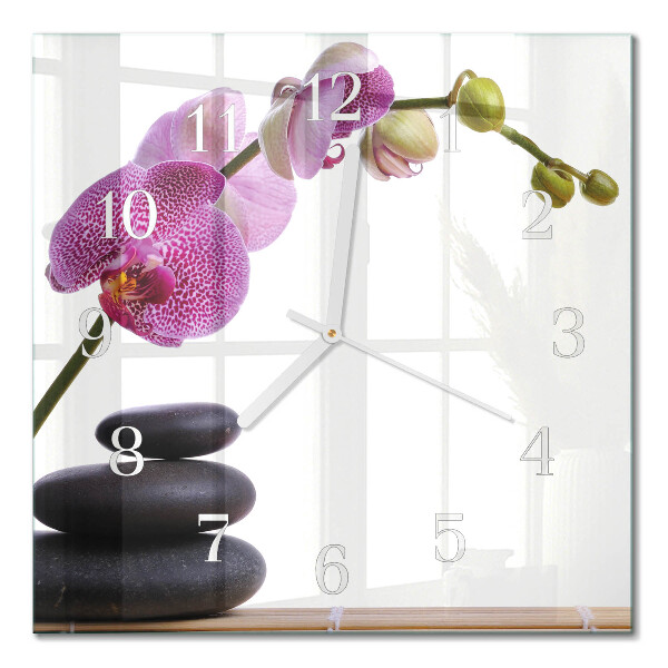 Orologio in vetro decorativo quadrato Orchidea