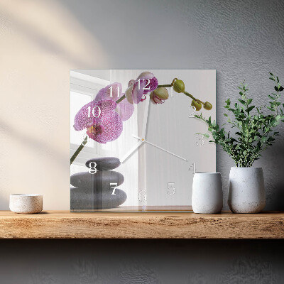 Orologio in vetro decorativo quadrato Orchidea