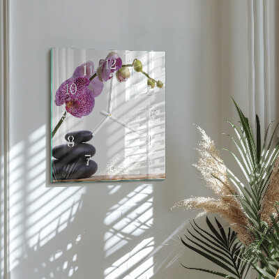 Orologio in vetro decorativo quadrato Orchidea