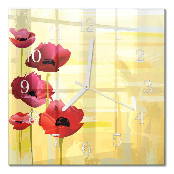 Orologio da parete quadrato Papaveri