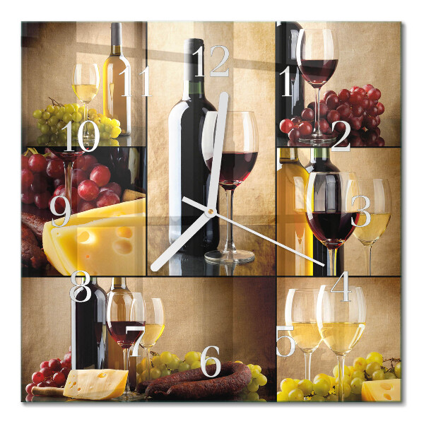 Orologio in vetro decorativo quadrato Una bottiglia di vino