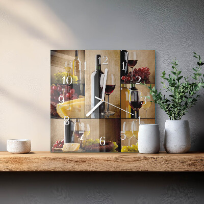 Orologio in vetro decorativo quadrato Una bottiglia di vino