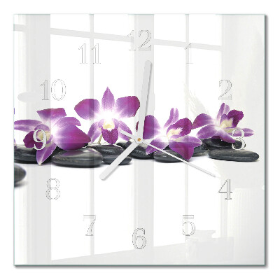 Quadrato orologio quadrato in vetro Orchidea
