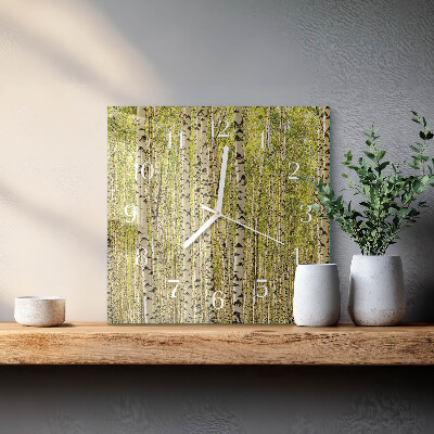 Orologio da parete quadrato Foresta di betulle