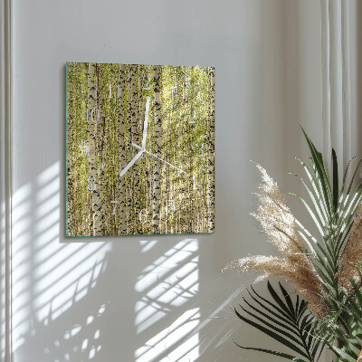 Orologio da parete quadrato Foresta di betulle