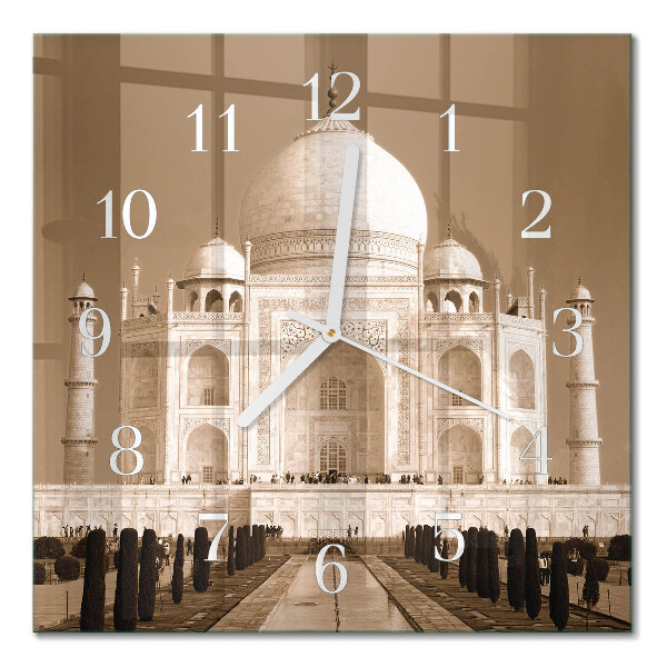Orologio in vetro decorativo quadrato Taj Mahal in seppia