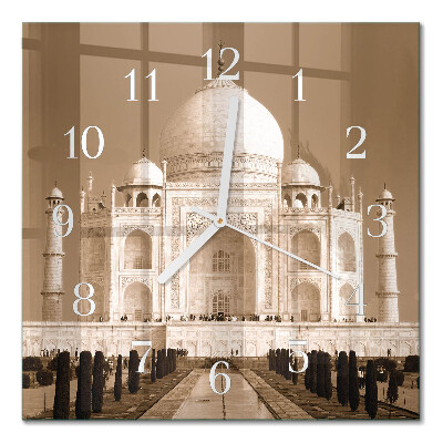 Orologio in vetro decorativo quadrato Taj Mahal in seppia