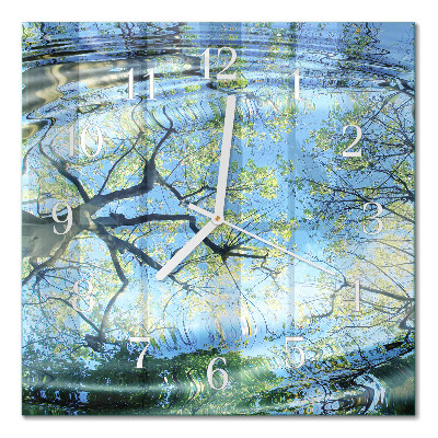 Orologio da parete quadrato Alberi, acqua