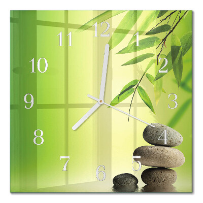 Orologio in vetro decorativo quadrato Pietre di bambù