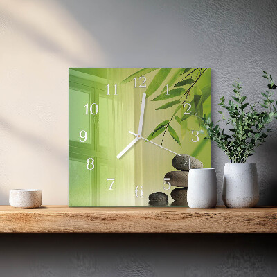 Orologio in vetro decorativo quadrato Pietre di bambù