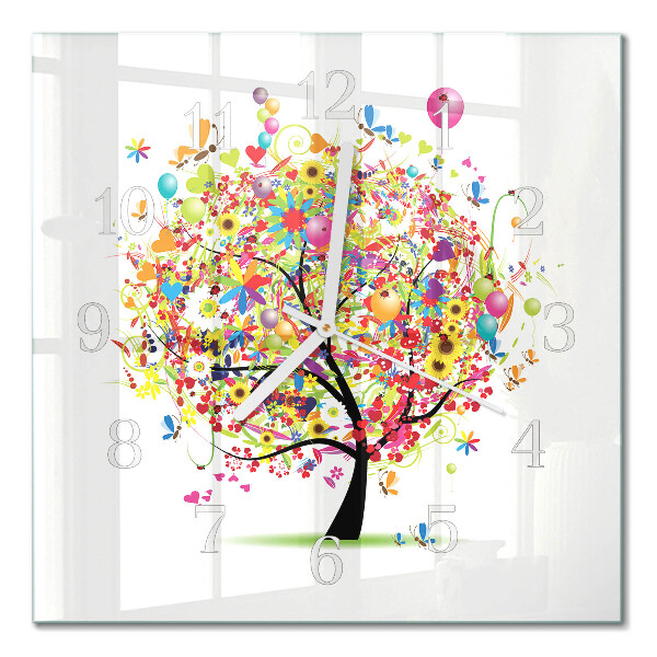 Orologio da parete quadrato Albero colorato