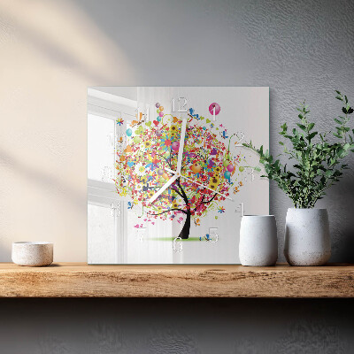 Orologio da parete quadrato Albero colorato