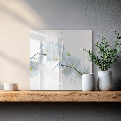 Orologio in vetro decorativo quadrato Orchidea