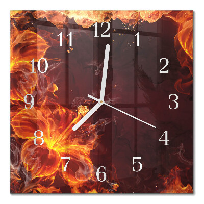 Quadrato orologio quadrato in vetro Fiori di fuoco