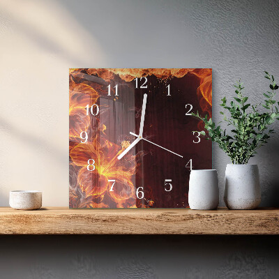 Quadrato orologio quadrato in vetro Fiori di fuoco