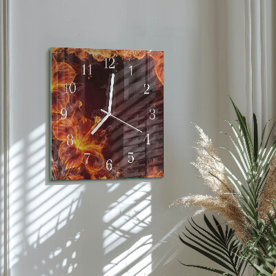 Quadrato orologio quadrato in vetro Fiori di fuoco
