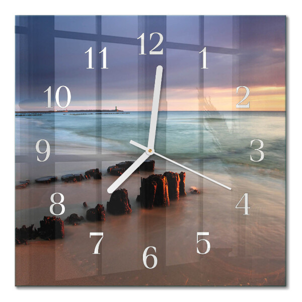 Quadrato orologio quadrato in vetro Spiaggia mare