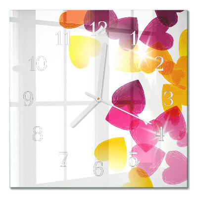 Quadrato orologio Cuori colorati