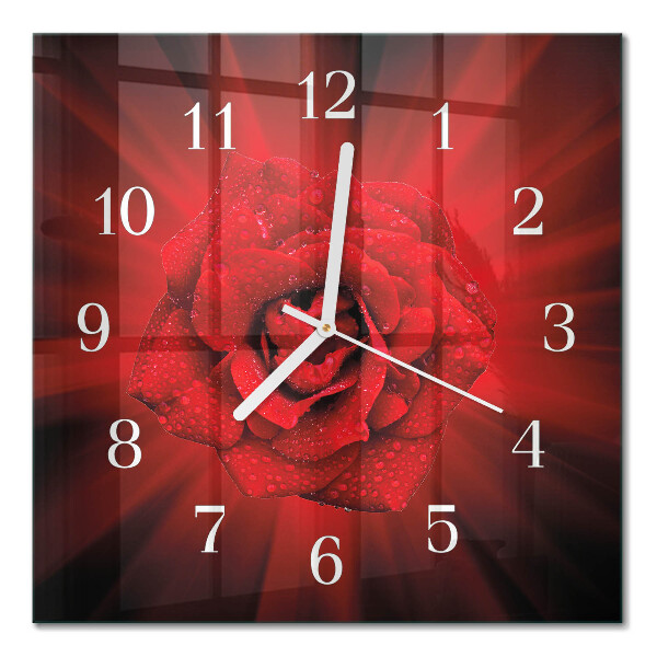Quadrato orologio quadrato in vetro Rosa