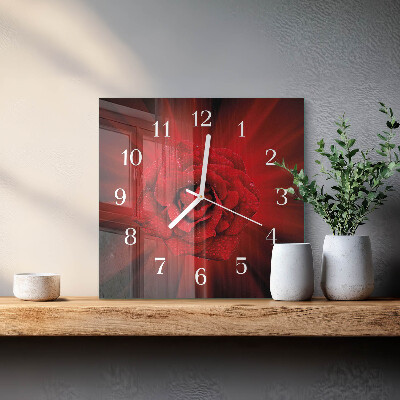 Quadrato orologio quadrato in vetro Rosa