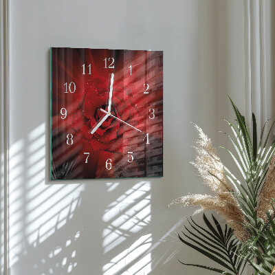 Quadrato orologio quadrato in vetro Rosa