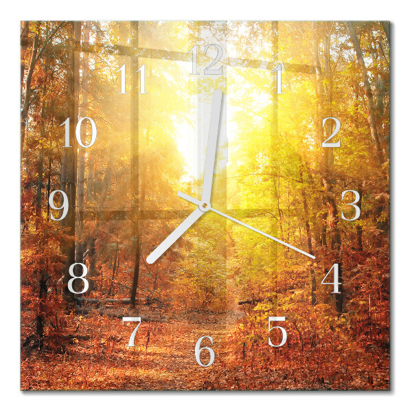 Orologio in vetro decorativo quadrato Foresta autunnale