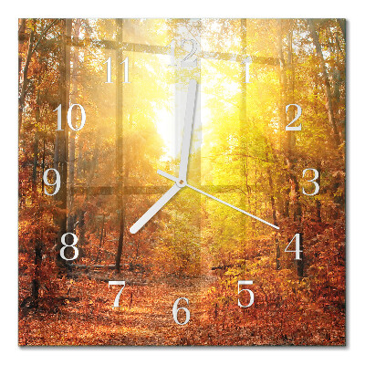 Orologio in vetro decorativo quadrato Foresta autunnale