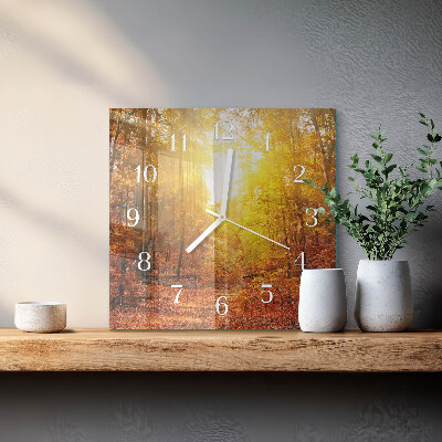 Orologio in vetro decorativo quadrato Foresta autunnale