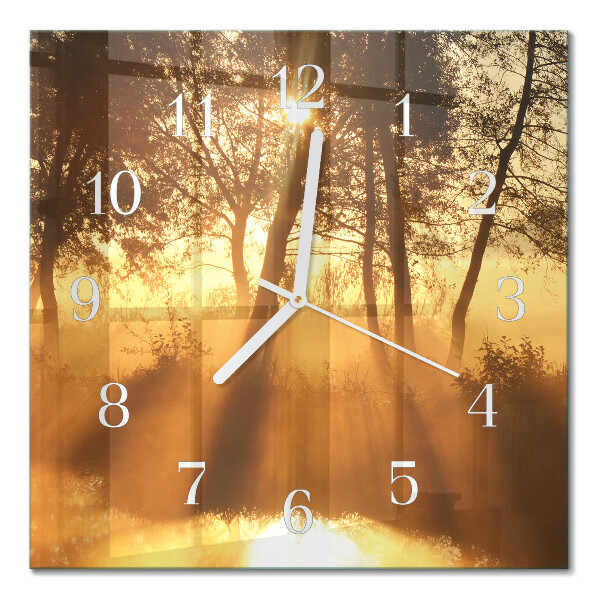 Orologio da parete quadrato Alberi nella nebbia