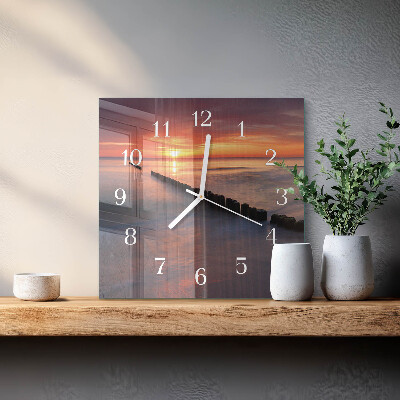 Orologio in vetro decorativo quadrato Piatto del mare