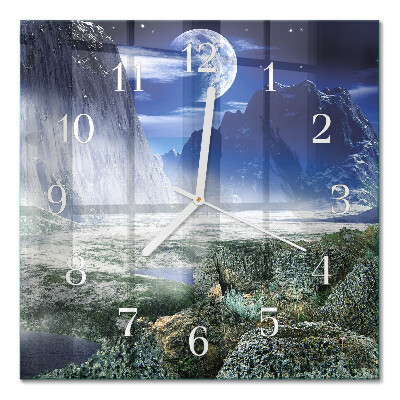 Orologio da parete quadrato Montagne luna