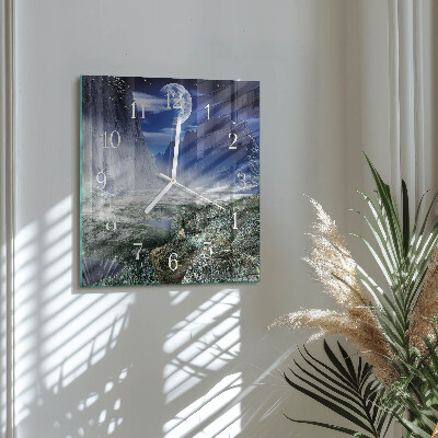Orologio da parete quadrato Montagne luna